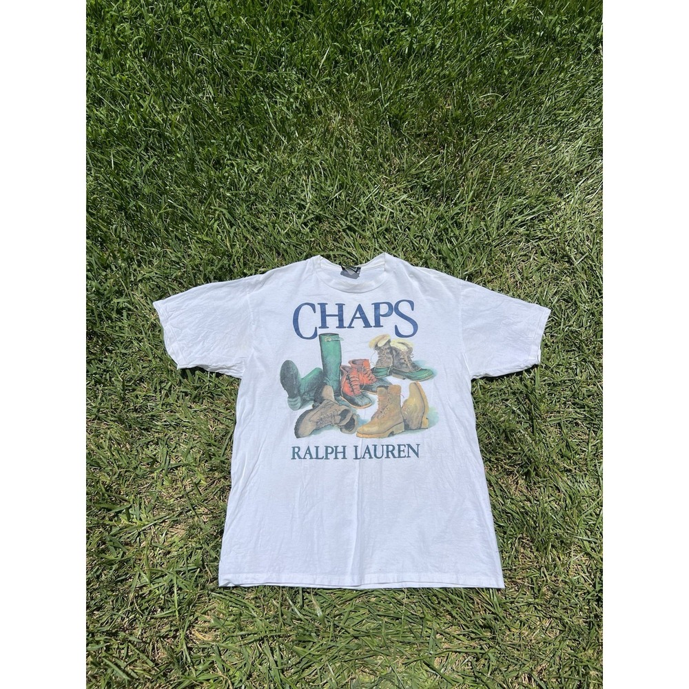 Vintage Chaps Ralph Lauren Cowboy Graphic T-Shirt USA Made Cotton Men's L
